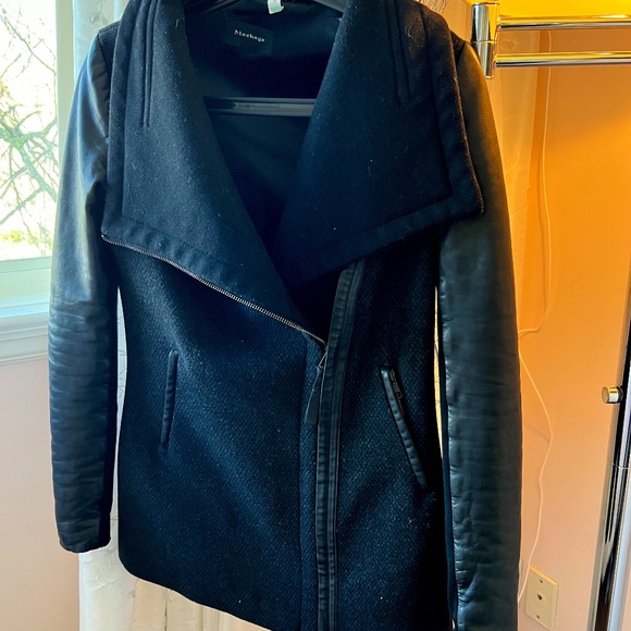 MACKAGE LEATHER AND TWEED BLACK FALL/WINTER JACKET - Picture 1 of 7